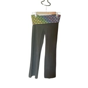 PINK Victorias Secret Y2K‎ Rainbow Colorful Fold over Logo Flares Small Yoga